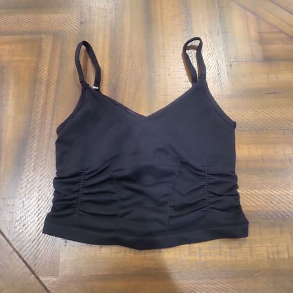 Free People Good Karma Ruched Tank Solid Black XS/S - Picture 1 of 3